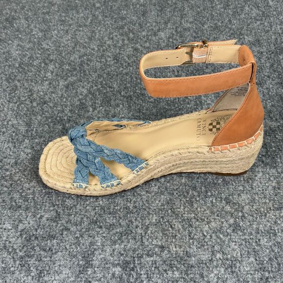 Vince Camuto Sandals 8M Blue Braided Espadrille Wedge Ankle Strap Summer Coastal - Picture 9 of 14